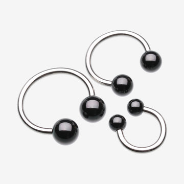 Colorline PVD Ball Ends Steel Horseshoe Circular Barbell-Black